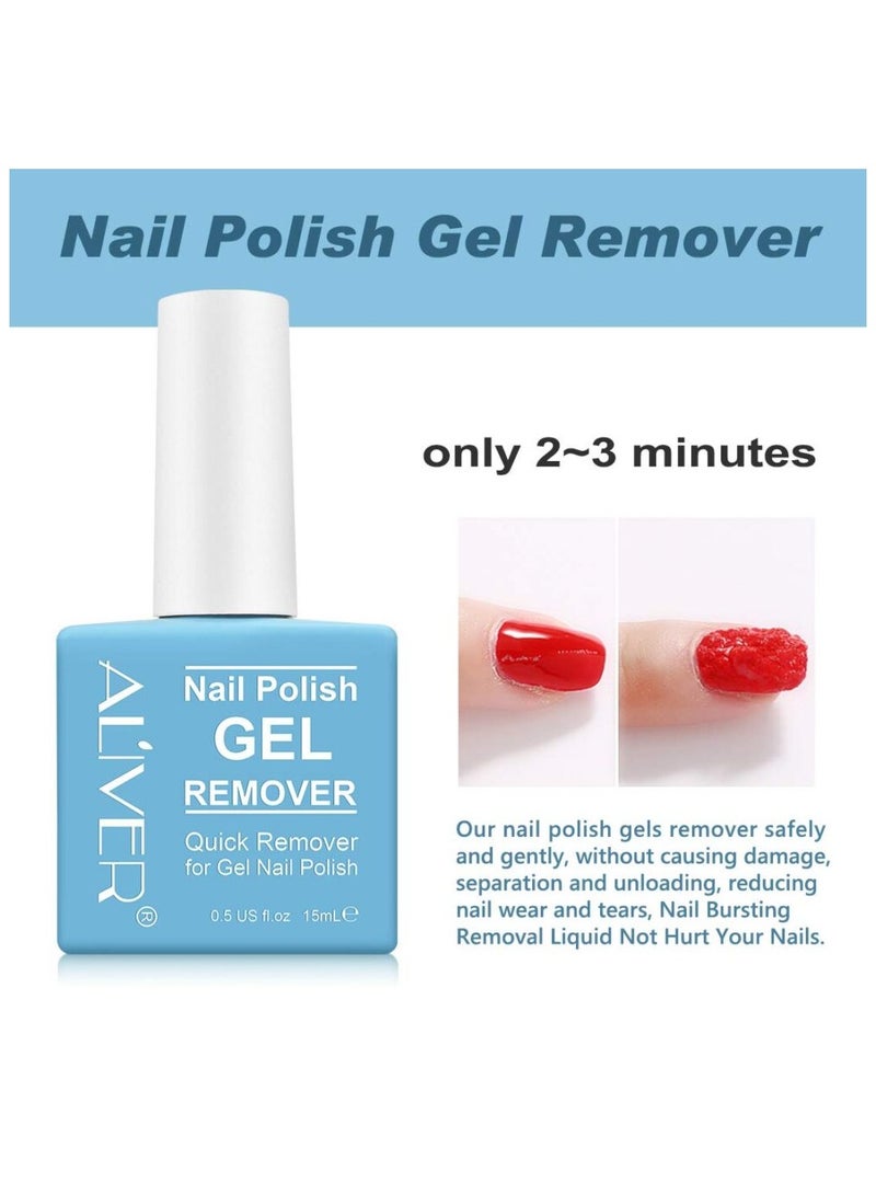 Aliver Nail Polish Gel Remover 15ML + Magic Remover Professional Nail Product Remover, Professional Nail Gel Polish Remover, In 3 mins Quickly Removes