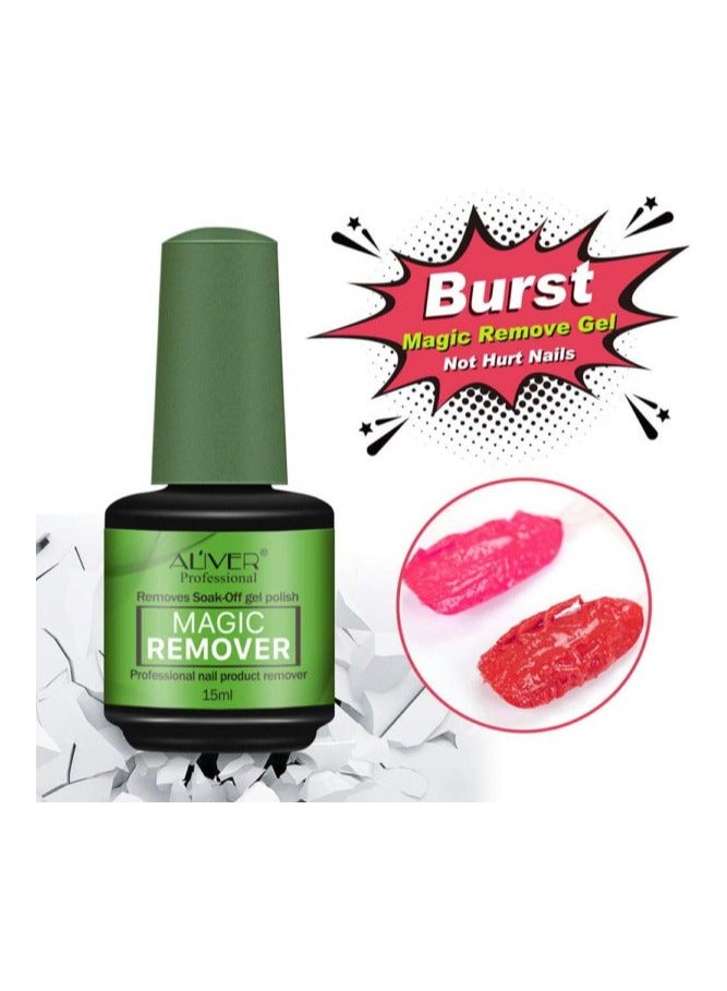 Aliver Nail Polish Gel Remover 15ML + Magic Remover Professional Nail Product Remover, Professional Nail Gel Polish Remover, In 3 mins Quickly Removes