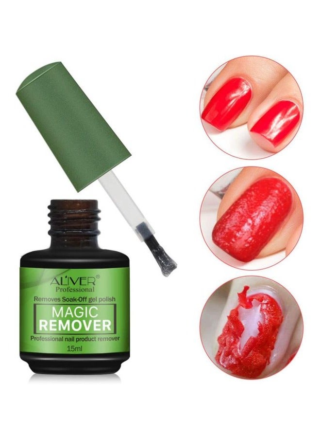 Aliver Nail Polish Gel Remover 15ML + Magic Remover Professional Nail Product Remover, Professional Nail Gel Polish Remover, In 3 mins Quickly Removes
