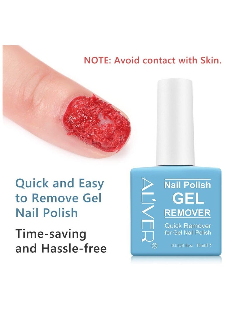 Aliver Nail Polish Gel Remover 15ML + Magic Remover Professional Nail Product Remover, Professional Nail Gel Polish Remover, In 3 mins Quickly Removes