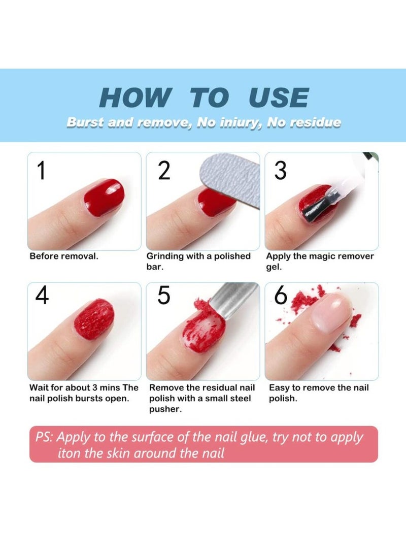 Aliver Nail Polish Gel Remover 15ML + Magic Remover Professional Nail Product Remover, Professional Nail Gel Polish Remover, In 3 mins Quickly Removes