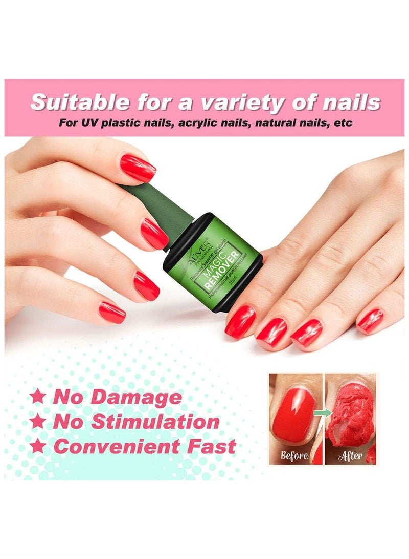 Aliver Nail Polish Gel Remover 15ML + Magic Remover Professional Nail Product Remover, Professional Nail Gel Polish Remover, In 3 mins Quickly Removes