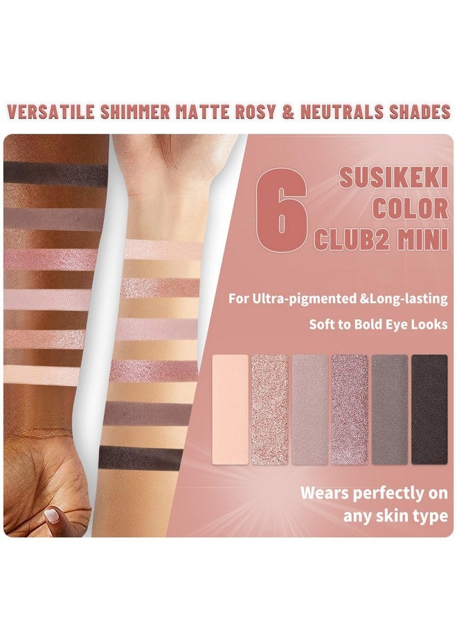 6 Colors Mini Naked Eyeshadow Makeup Palette Rosy Neutral Nude Eye Shadow Shimmer & Matte Make Up Pallet With Mirror Highly Pigmented Long Lasting Waterproof Travel Size Gift Kit 02