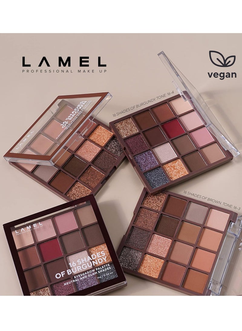 Lamel 16 Shades of Burgundy Eyeshadow Palette 16 gm