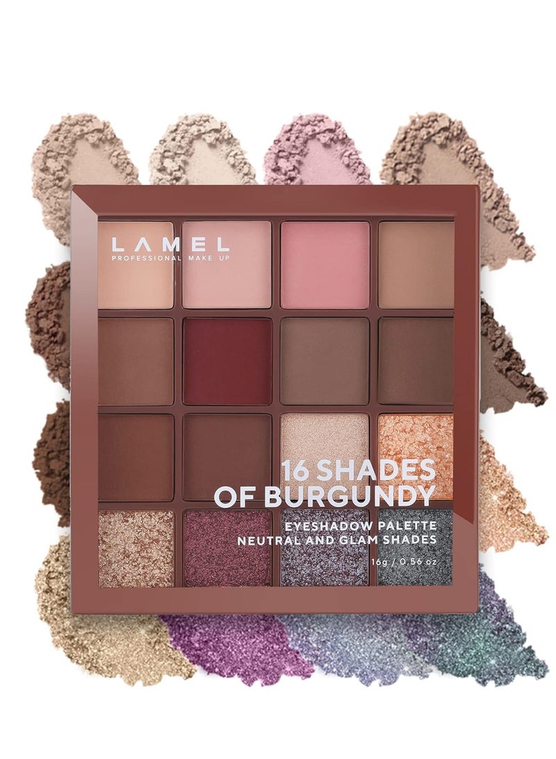 Lamel 16 Shades of Burgundy Eyeshadow Palette 16 gm