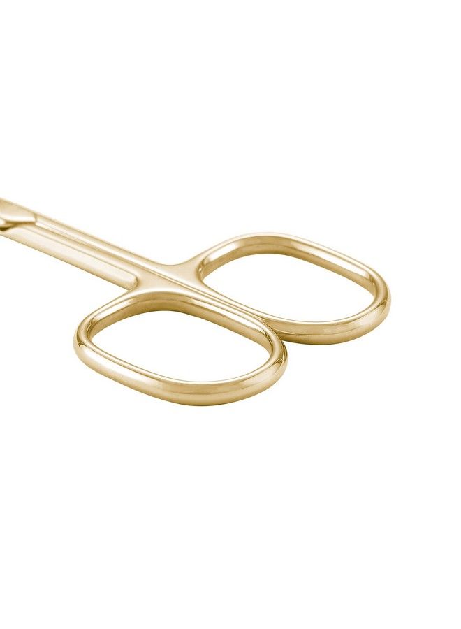 Stainless Steel Cuticle Nail Scissors Premium Sharp Curved Blade Multipurpose Sharp Cuticle Eyebrows Manicure Pedicure Beauty Grooming Scissors With Case 35” Gold