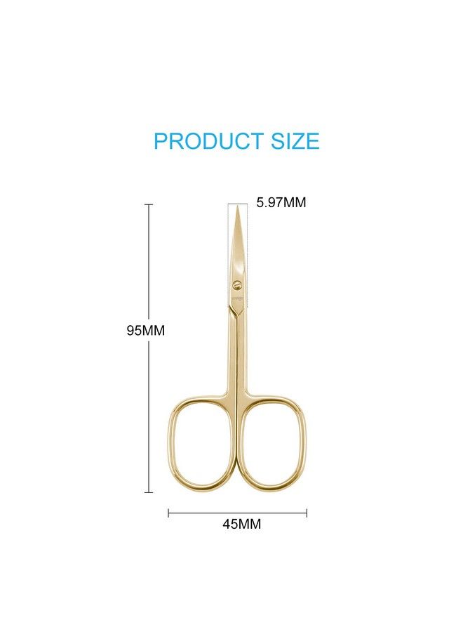 Stainless Steel Cuticle Nail Scissors Premium Sharp Curved Blade Multipurpose Sharp Cuticle Eyebrows Manicure Pedicure Beauty Grooming Scissors With Case 35” Gold