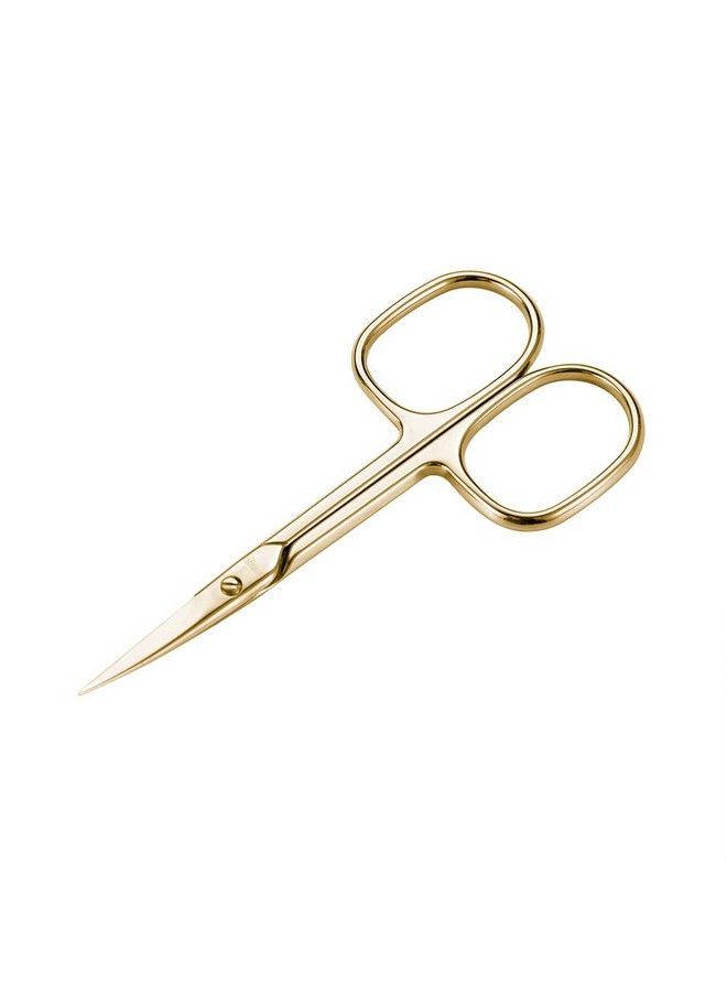 Stainless Steel Cuticle Nail Scissors Premium Sharp Curved Blade Multipurpose Sharp Cuticle Eyebrows Manicure Pedicure Beauty Grooming Scissors With Case 35” Gold