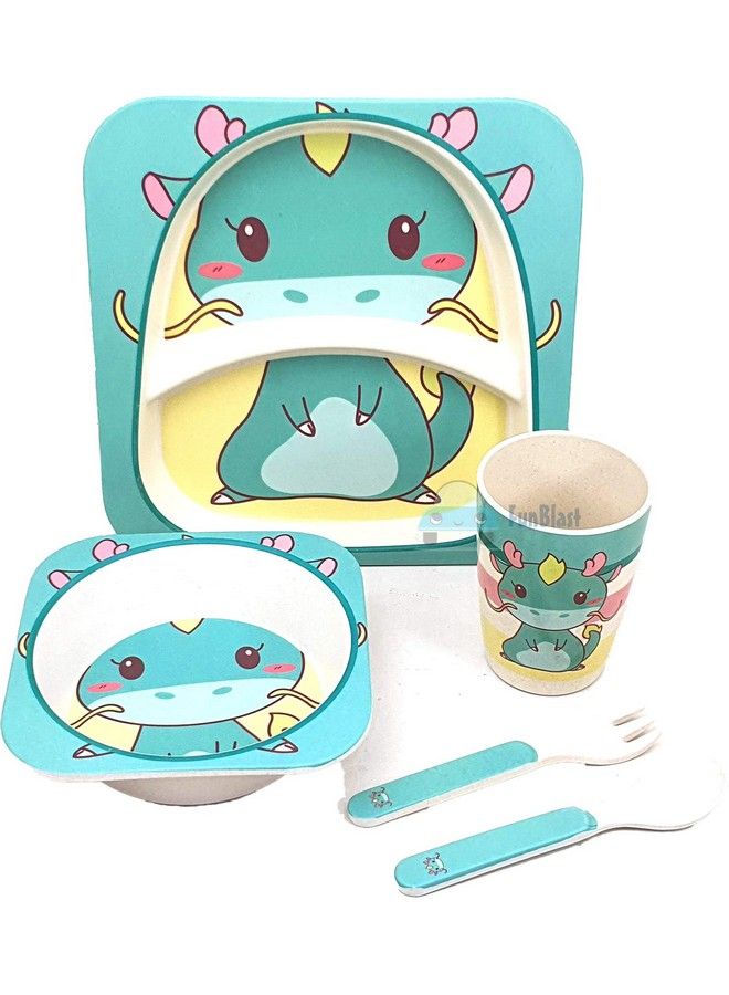 Bamboo Fibre Kids Crockery Set Dining Setfeeding Set For Babies ; New Born Baby Utensils And Dishes Kids Infantmulti Color
