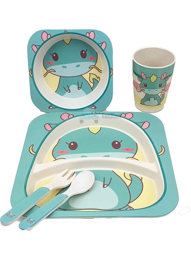 Bamboo Fibre Kids Crockery Set Dining Setfeeding Set For Babies ; New Born Baby Utensils And Dishes Kids Infantmulti Color
