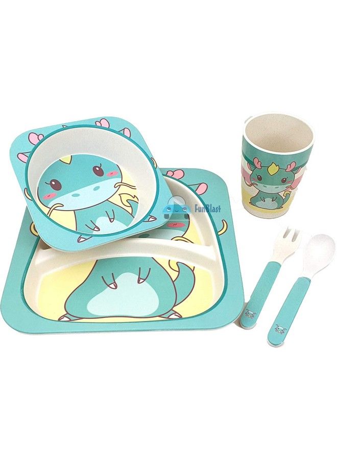 Bamboo Fibre Kids Crockery Set Dining Set Feeding Set For Babies ; New Born Baby Utensils And Dishes Kids Infant Multi Color