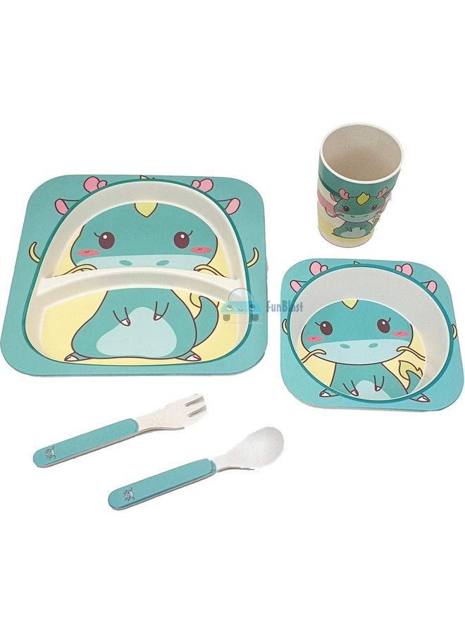 Bamboo Fibre Kids Crockery Set Dining Set Feeding Set For Babies ; New Born Baby Utensils And Dishes Kids Infant Multi Color
