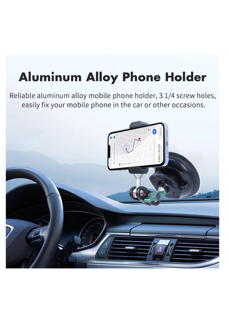 S1 Powerful Car Suction Cup Mount Holder, for Gopro Hero 11/10/9/8 Black DJI OSMO Action 3, 2 Camera Insta360 ONE RS, R, X3, X2 Accessories Aluminum Alloy Metal Cell Phone Holder
