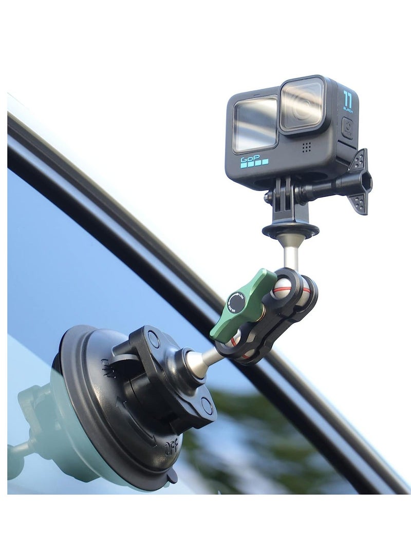 S1 Powerful Car Suction Cup Mount Holder, for Gopro Hero 11/10/9/8 Black DJI OSMO Action 3, 2 Camera Insta360 ONE RS, R, X3, X2 Accessories Aluminum Alloy Metal Cell Phone Holder