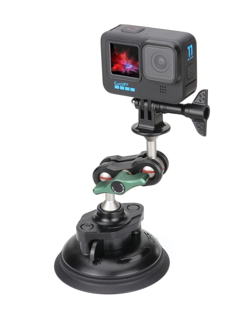 S1 Powerful Car Suction Cup Mount Holder, for Gopro Hero 11/10/9/8 Black DJI OSMO Action 3, 2 Camera Insta360 ONE RS, R, X3, X2 Accessories Aluminum Alloy Metal Cell Phone Holder