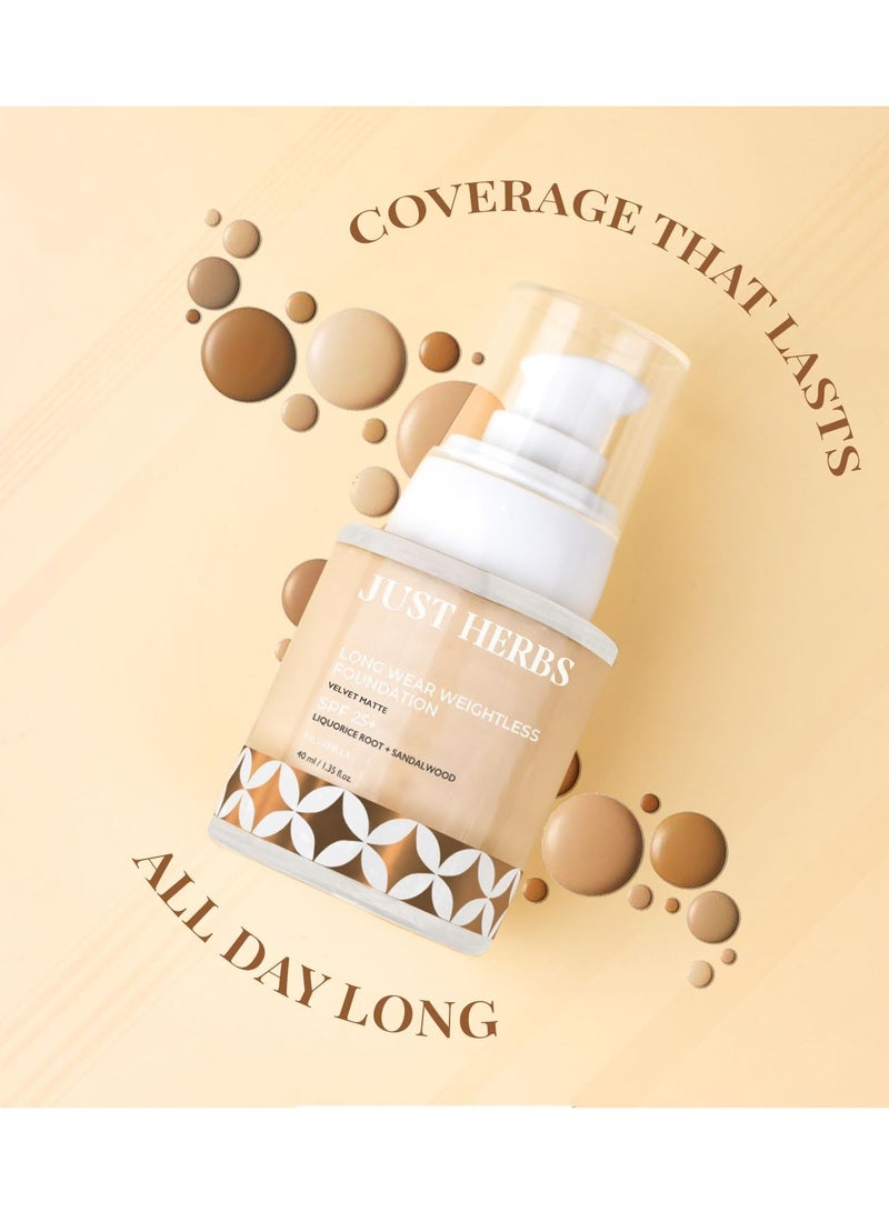 Just Herbs Medium to Full Coverage Liquorice Longwear Weightless Foundation Vanilla