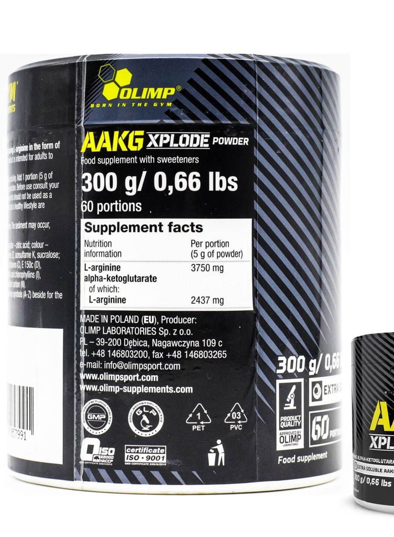 AAKG Xplode Powder, Orange Flavor, 300g, 60 Serving