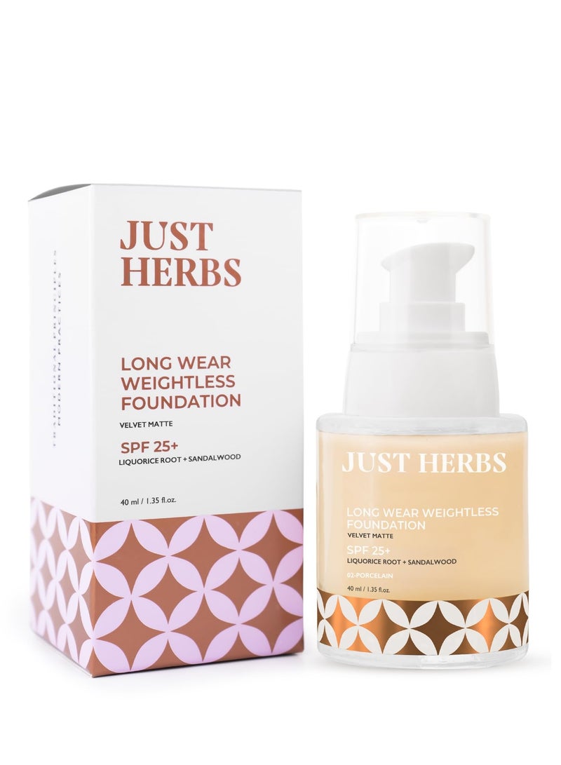 Just Herbs Medium to Full Coverage Longwear Weightless Foundation Porcelain