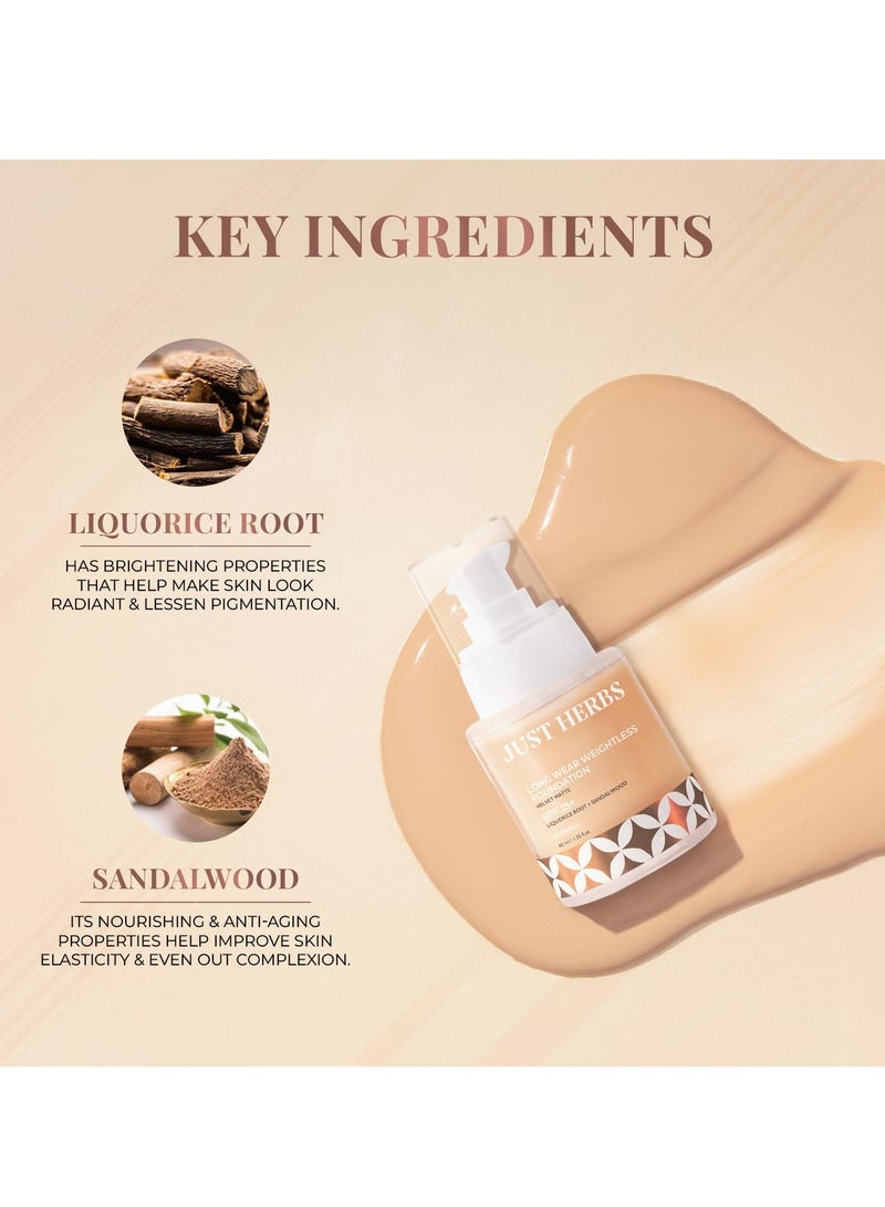 Just Herbs Medium to Full Coverage Longwear Weightless Foundation Porcelain