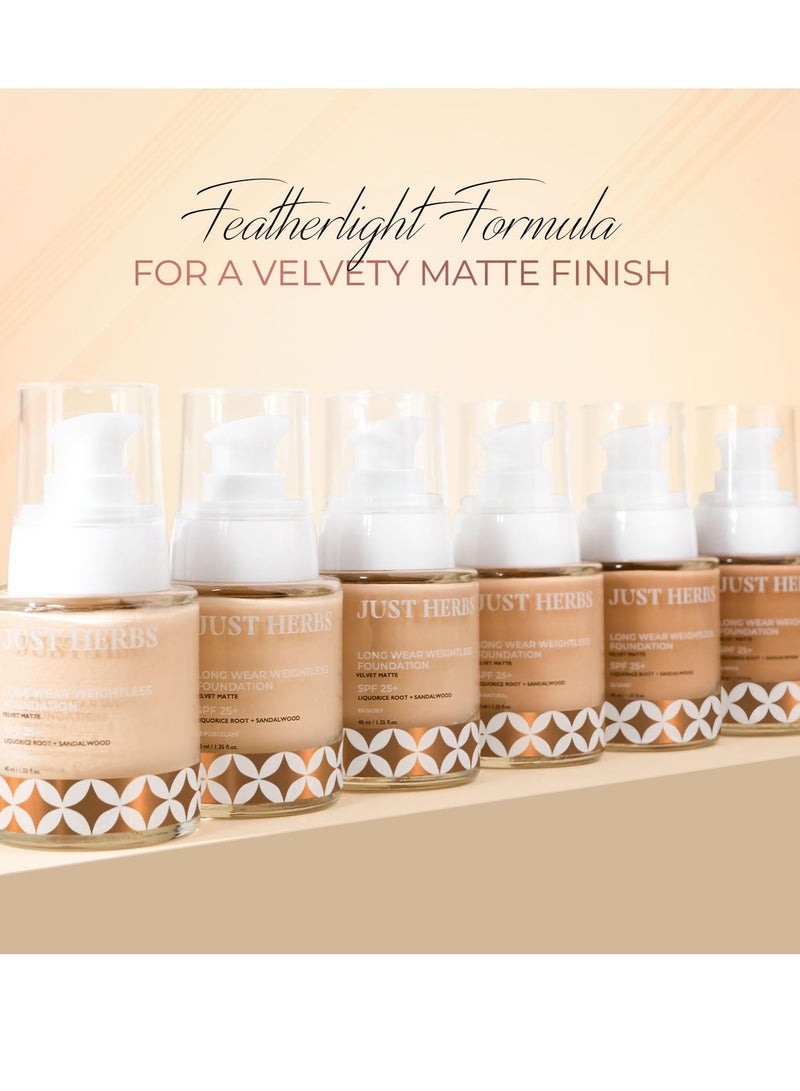 Just Herbs Medium to Full Coverage Longwear Weightless Foundation Porcelain