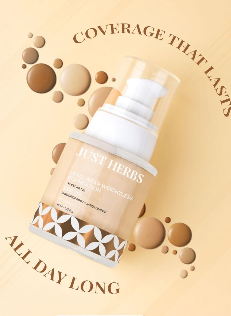 Just Herbs Medium to Full Coverage Longwear Weightless Foundation Sand