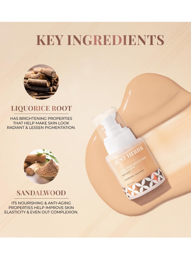 Just Herbs Medium to Full Coverage Longwear Weightless Foundation Sand