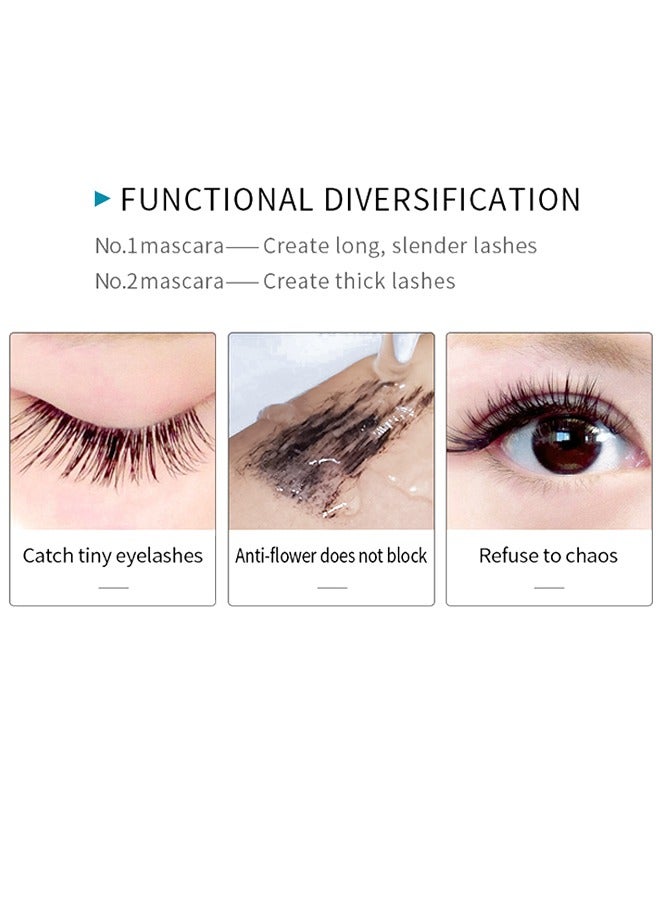 4D Silk Fiber Lash Mascara, 2 in 1 Thrive Mascara For Natural Lengthening And Thickening Effect