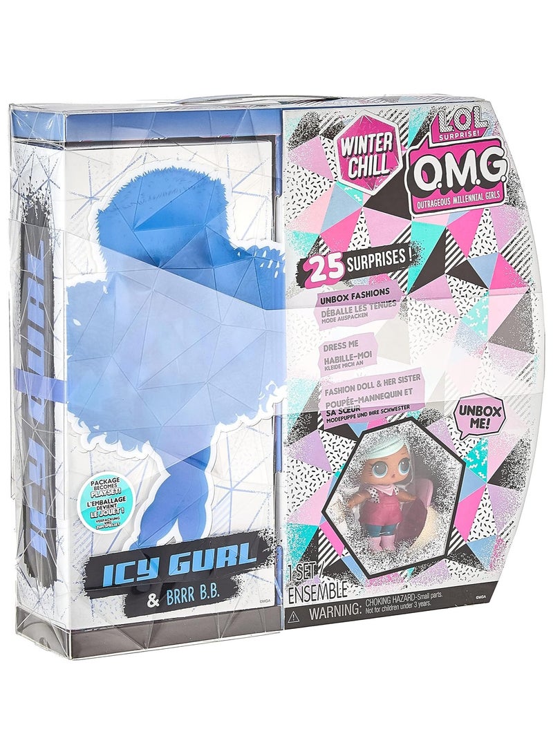 L.O.L. Surprise! O.M.G. Winter Chill ICY Gurl Fashion Doll & Brrr B.B. Doll with 25 Surprises (570240E7C)