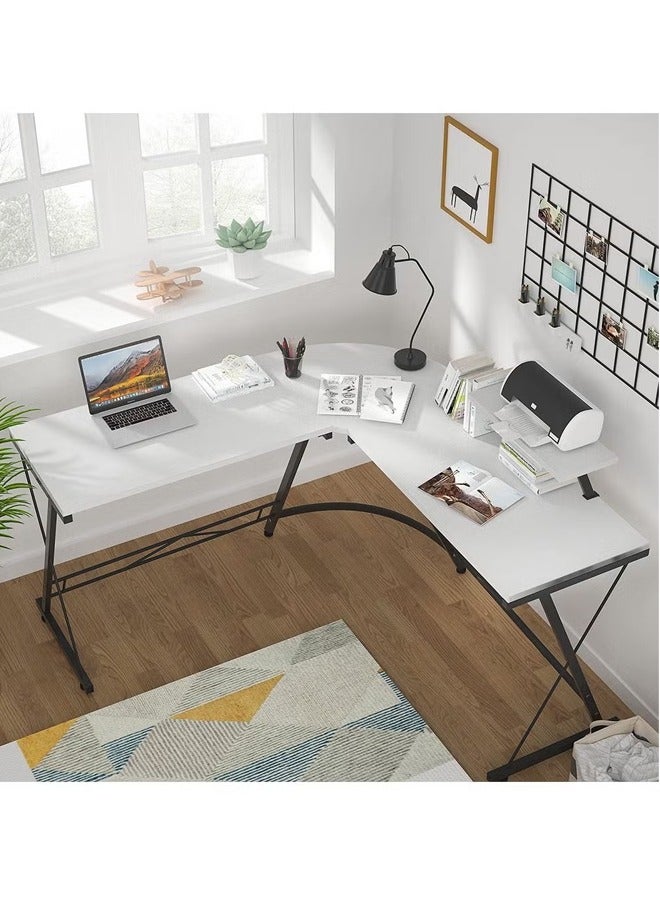 L-Shaped Desk Computer Desk 51inch Computer Corner Table, Home Gaming Desk, Office Writing Workstation with Led Lights & Large Monitor Stand, Space-saving, Easy to Assemble
