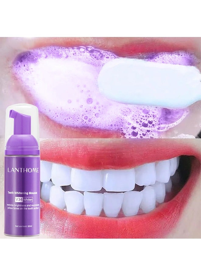 Purple Teeth Whitening Mousse, Stain Remover, Teeth Whitening Booster, Purple Toothpaste (50ml)