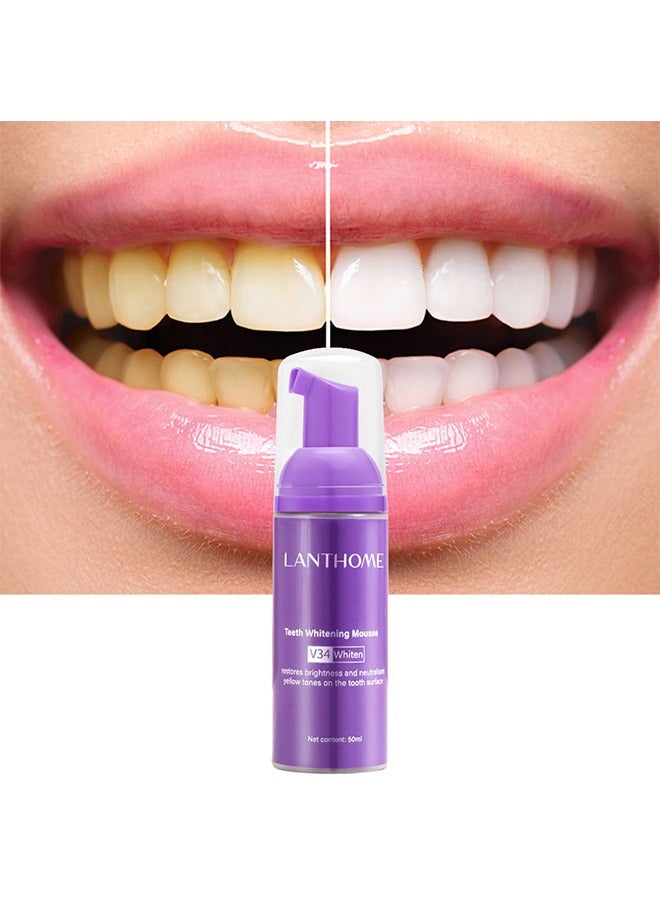 Purple Teeth Whitening Mousse, Stain Remover, Teeth Whitening Booster, Purple Toothpaste (50ml)