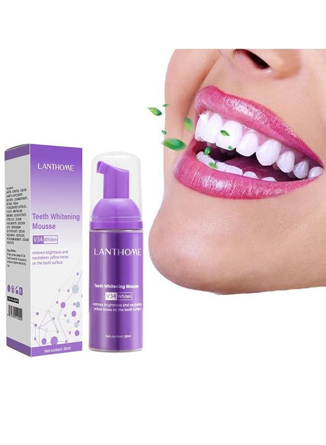 Purple Teeth Whitening Mousse, Stain Remover, Teeth Whitening Booster, Purple Toothpaste (50ml)