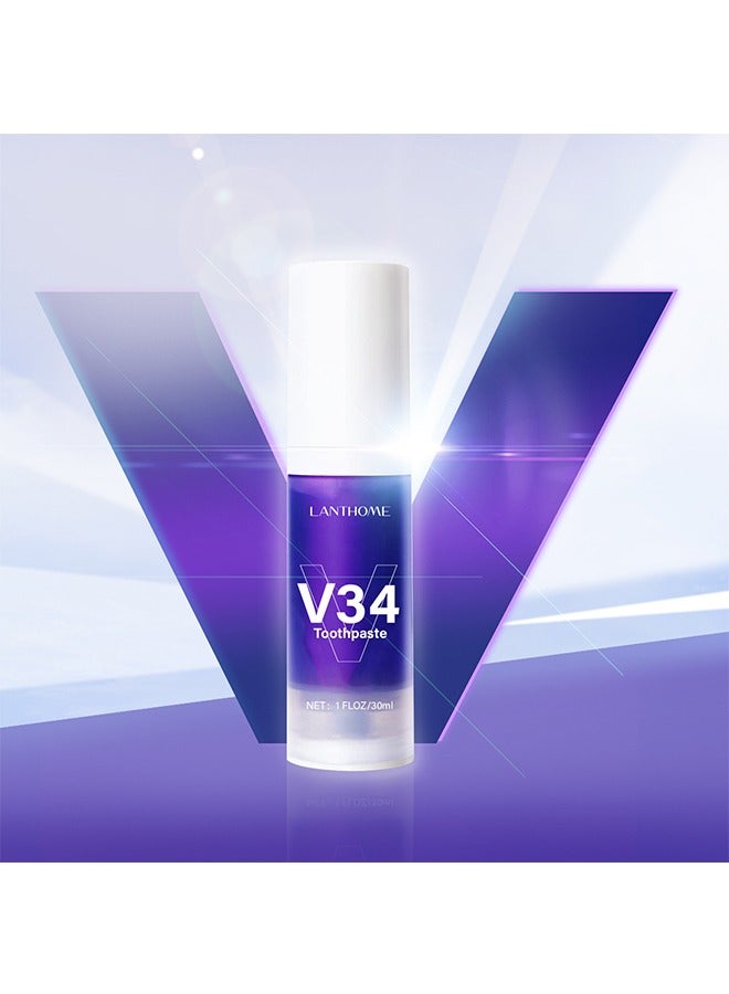 V34 Purple Toothpaste, V34 Purple Toothpaste for Teeth Whitening, V34 Color Corrector Whitening Stain Removal Teeth Improves Brightness, Gum Repair, Clear Bad Breath