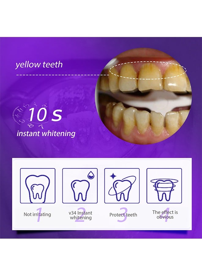 V34 Purple Toothpaste, V34 Purple Toothpaste for Teeth Whitening, V34 Color Corrector Whitening Stain Removal Teeth Improves Brightness, Gum Repair, Clear Bad Breath