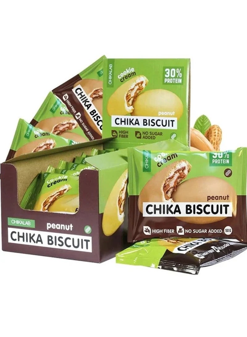 Chikalab Chika Biscuit Cookie Cream Peanut 1 Box ( 9 x 50g)