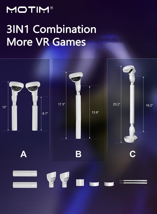 VR Game Handle Accessories for Oculus Quest 2 Controllers Handles Extension Grips for Playing Beat Saber VR Golf Club Attachment Compatible with Playing Golf or First Person Tennis