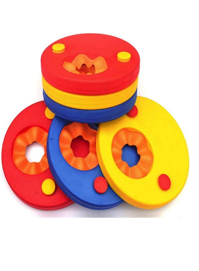 EVA Buoyancy Swimming, Foam Buoyancy Disc, Beginners Swimming Toys, Arm Floating Disc Swimming Buoyancy, Learning Swimming Aids, for Children from 2-6 Years Olds, Red Yellow Blue-6 Pcs