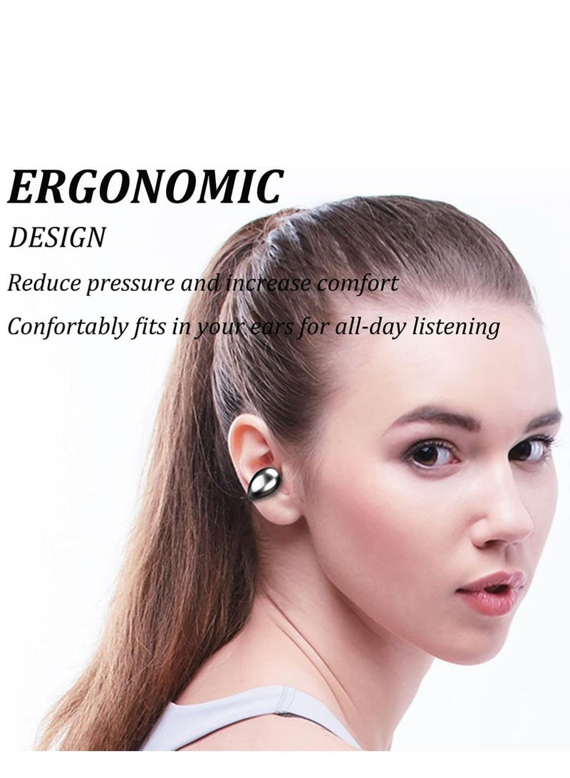 Wireless Earbuds with Earhooks Mini Bone Conduction Headphones Waterproof Bluetooth Earbuds Earpiece Noise Canceling Headset Sports Bluetooth 5.0 Earphones Headset for Cycling Driving, Gym
