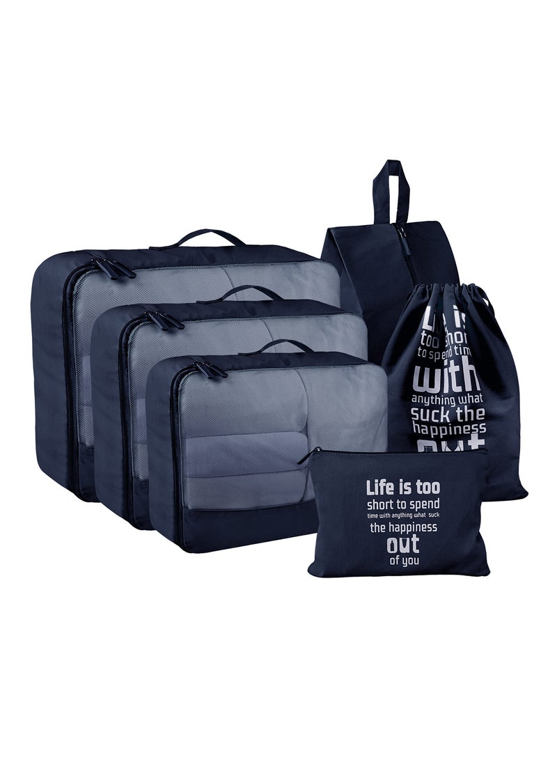 6 Pcs Packing Cubes Set in 3 Sizes, Travel Organizers for Suitcases, Large Capacity Luggage includes Storage Bags, Convenient Organizer Bags Lovers (Black)