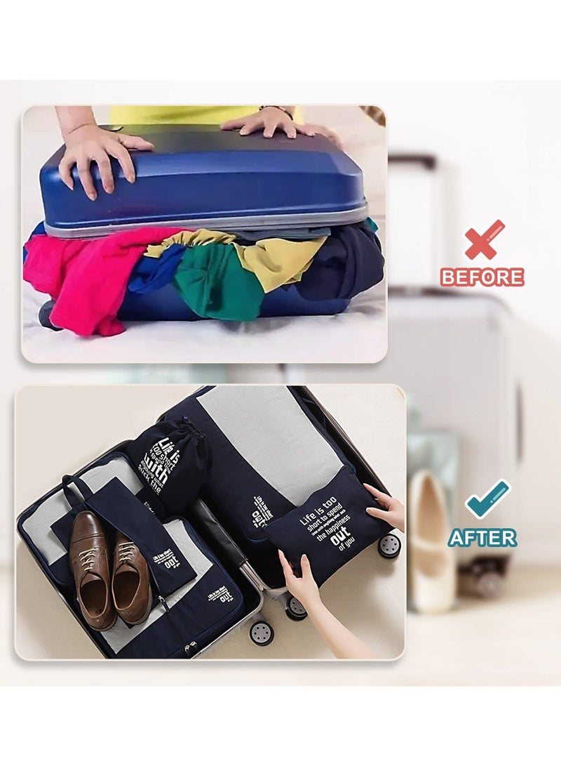 6 Pcs Packing Cubes Set in 3 Sizes, Travel Organizers for Suitcases, Large Capacity Luggage includes Storage Bags, Convenient Organizer Bags Lovers (Black)