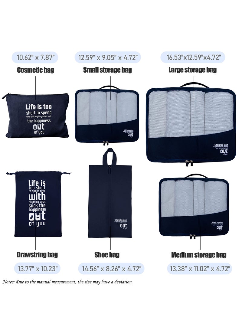 6 Pcs Packing Cubes Set in 3 Sizes, Travel Organizers for Suitcases, Large Capacity Luggage includes Storage Bags, Convenient Organizer Bags Lovers (Black)