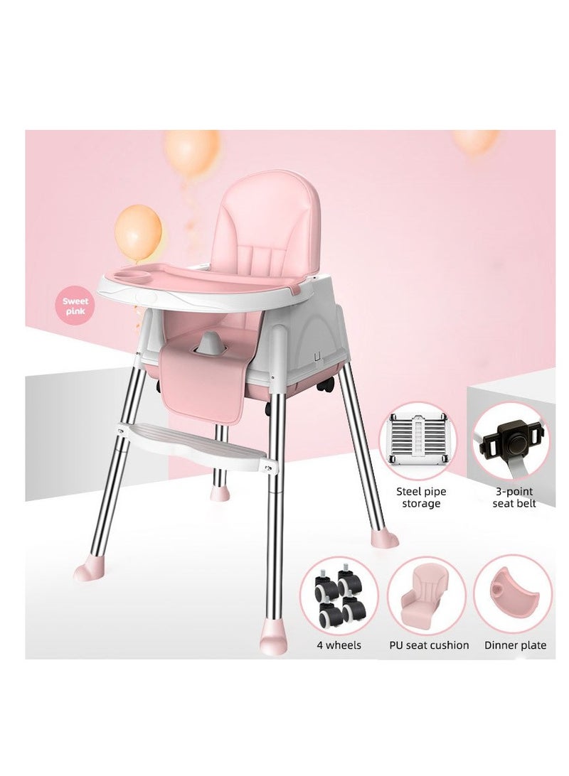 Portable Baby High Chair Baby Seat Multifunctional Adjustable Folding Chairs Baby Dining Chair Seat Baby Learning To Sit Magic Ware Dining Car 6 Months Learning Seat With Wheels To Slide