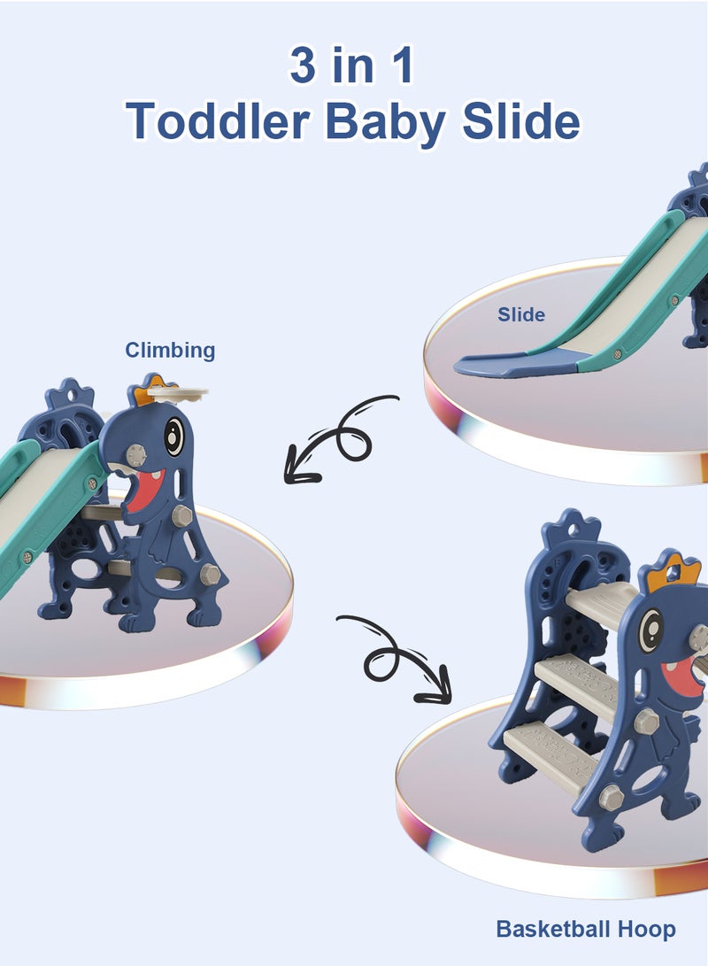 Foldable Children's Slide Independent Children's Entertainment Slide Easy To Assemble Children's Playground Climbing Toy Set With Basketball Stand Suitable For Young Children Indoors And Outdoors