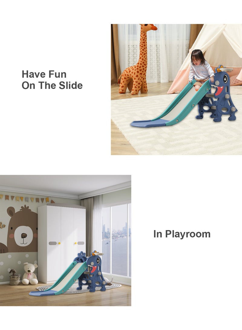 Foldable Children's Slide Independent Children's Entertainment Slide Easy To Assemble Children's Playground Climbing Toy Set With Basketball Stand Suitable For Young Children Indoors And Outdoors
