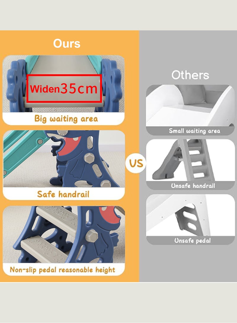 Foldable Children's Slide Independent Children's Entertainment Slide Easy To Assemble Children's Playground Climbing Toy Set With Basketball Stand Suitable For Young Children Indoors And Outdoors