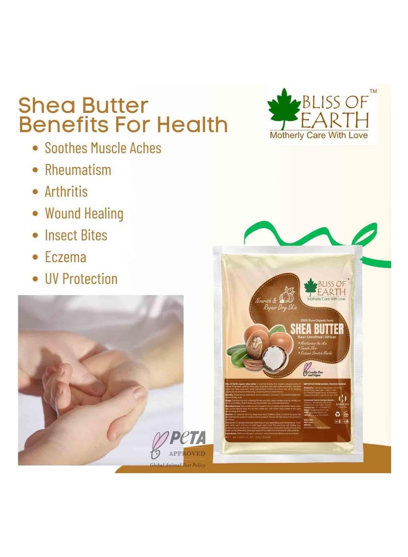 Pure Organic Ivory Shea Butter Refill Pack 100gm Raw Shea Butter For Stretch Marks Unrefined African Great For Face Skin Body Lips DIY products Pack of 3