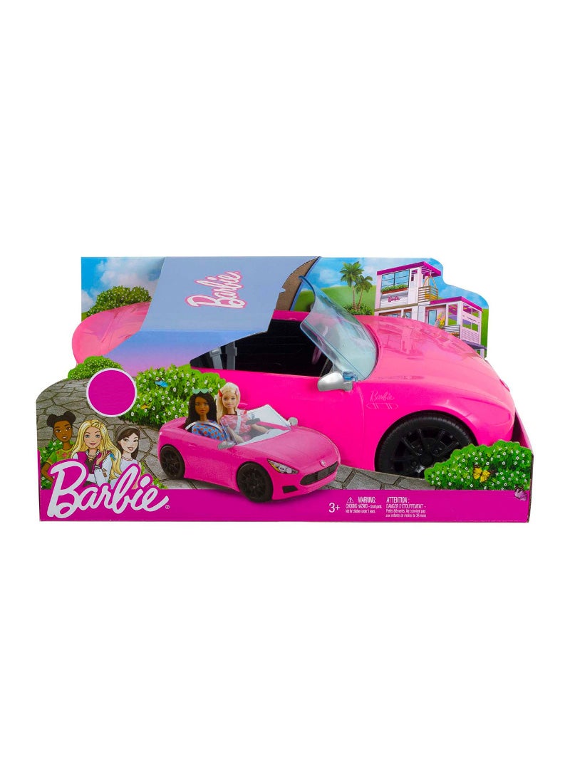 Barbie Convertible 2 Seater Vehicle Pink Car With Rolling Wheels Realistic Details Gift For 3 Year Plus Kids