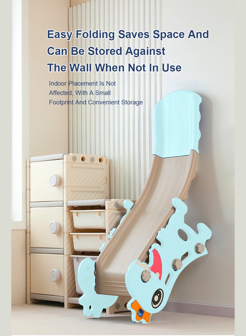 Folding Children's Slide Children's Independent Entertainment Slide Easy To Assemble Children's Playground Climbing Toy Set Suitable For Young Children Indoors And Outdoors With Basketball Stand