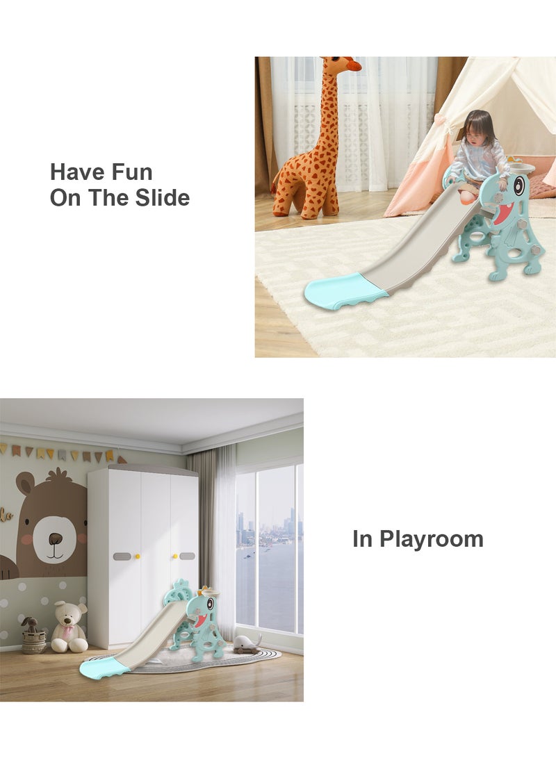 Folding Children's Slide Children's Independent Entertainment Slide Easy To Assemble Children's Playground Climbing Toy Set Suitable For Young Children Indoors And Outdoors With Basketball Stand