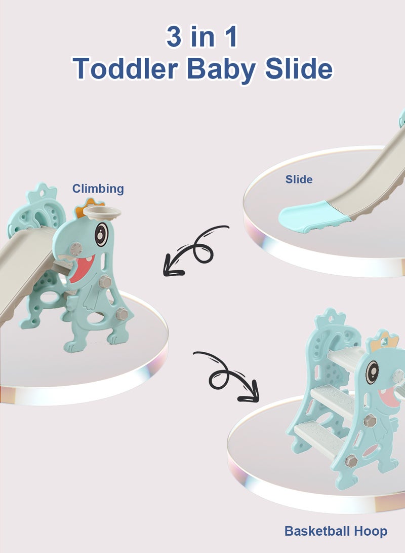 Folding Children's Slide Children's Independent Entertainment Slide Easy To Assemble Children's Playground Climbing Toy Set Suitable For Young Children Indoors And Outdoors With Basketball Stand